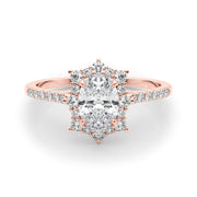 Splendid Fashion Ring Oval Diamond Engagement Ring in 10K/14K gold and platinum with certified lab-grown or natural diamonds