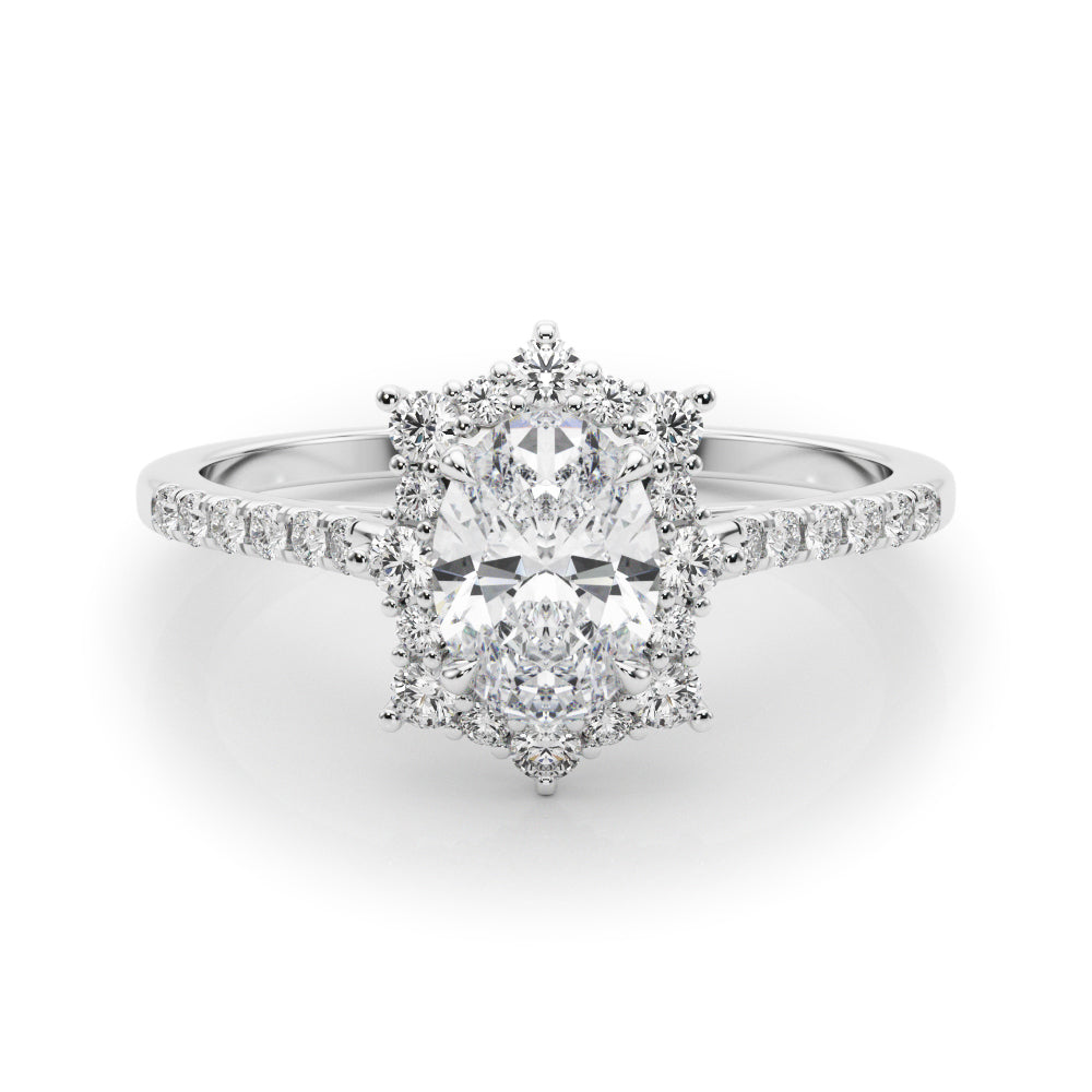 Splendid Fashion Ring Oval Diamond Engagement Ring in 10K/14K gold and platinum with certified lab-grown or natural diamonds