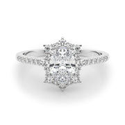 Splendid Fashion Ring Oval Diamond Engagement Ring in 10K/14K gold and platinum with certified lab-grown or natural diamonds
