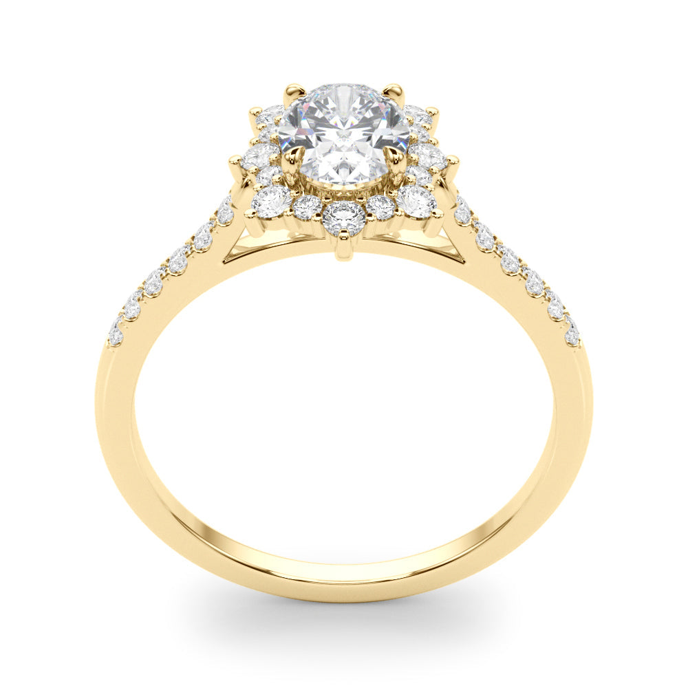 Splendid Fashion Ring Oval Diamond Engagement Ring in 10K/14K gold and platinum with certified lab-grown or natural diamonds