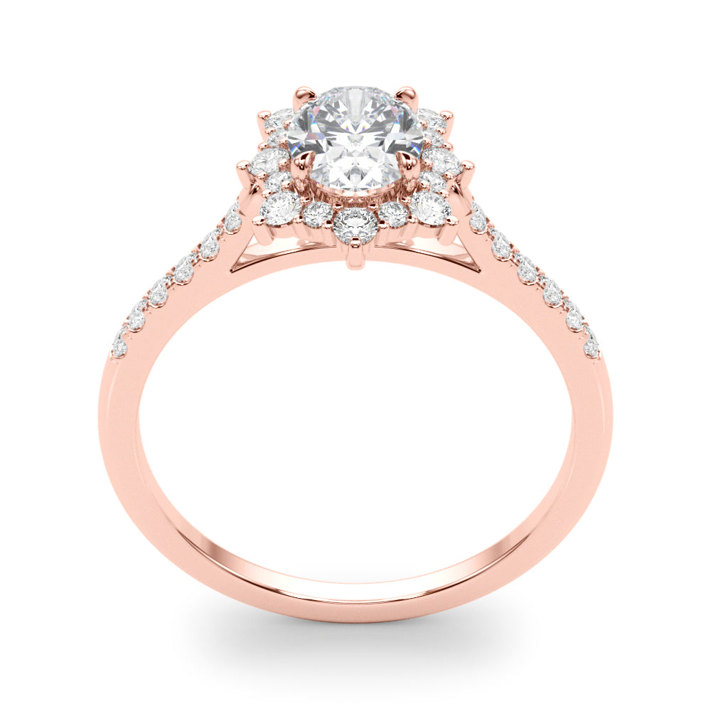 Splendid Fashion Ring Oval Diamond Engagement Ring in 10K/14K gold and platinum with certified lab-grown or natural diamonds