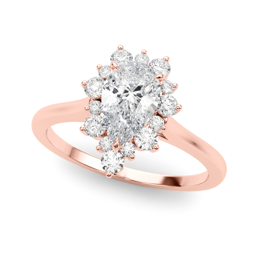 Dazzling Fashion Ring Pear Diamond Engagement Ring in 10K/14K gold and platinum with certified lab-grown or natural diamonds