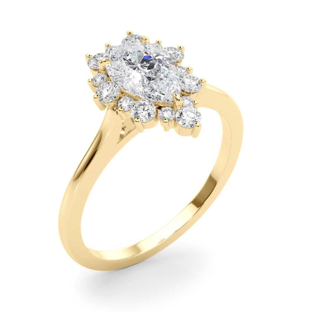 Dazzling Fashion Ring Pear Diamond Engagement Ring in 10K/14K gold and platinum with certified lab-grown or natural diamonds