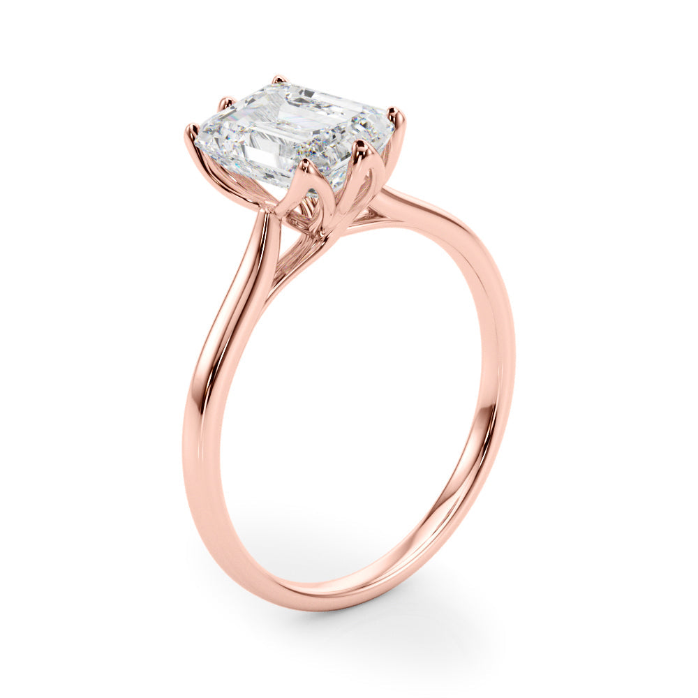 Pristine Solitaire Cut Emerald Diamond Engagement Ring in 10K/14K gold and platinum with certified lab-grown or natural diamonds