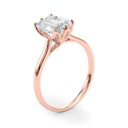 Pristine Solitaire Cut Emerald Diamond Engagement Ring in 10K/14K gold and platinum with certified lab-grown or natural diamonds