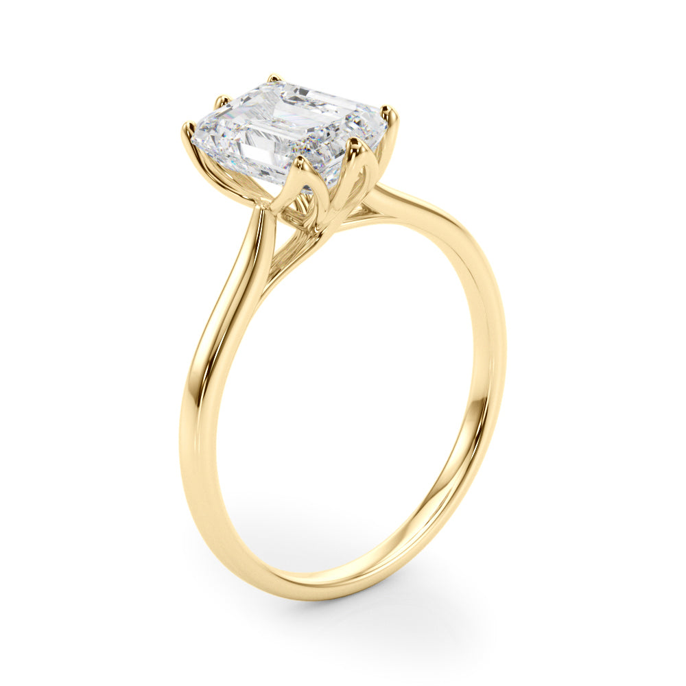 Pristine Solitaire Cut Emerald Diamond Engagement Ring in 10K/14K gold and platinum with certified lab-grown or natural diamonds