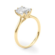 Pristine Solitaire Cut Emerald Diamond Engagement Ring in 10K/14K gold and platinum with certified lab-grown or natural diamonds