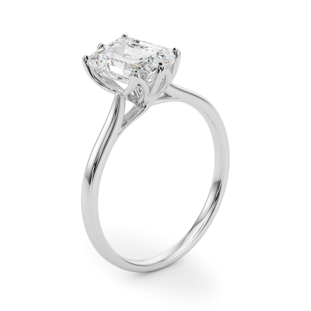 Pristine Solitaire Cut Emerald Diamond Engagement Ring in 10K/14K gold and platinum with certified lab-grown or natural diamonds