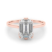 Pristine Solitaire Cut Emerald Diamond Engagement Ring in 10K/14K gold and platinum with certified lab-grown or natural diamonds