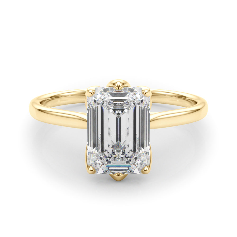 Pristine Solitaire Cut Emerald Diamond Engagement Ring in 10K/14K gold and platinum with certified lab-grown or natural diamonds