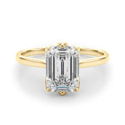 Pristine Solitaire Cut Emerald Diamond Engagement Ring in 10K/14K gold and platinum with certified lab-grown or natural diamonds