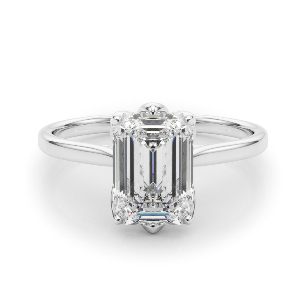 Pristine Solitaire Cut Emerald Diamond Engagement Ring in 10K/14K gold and platinum with certified lab-grown or natural diamonds