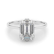 Pristine Solitaire Cut Emerald Diamond Engagement Ring in 10K/14K gold and platinum with certified lab-grown or natural diamonds