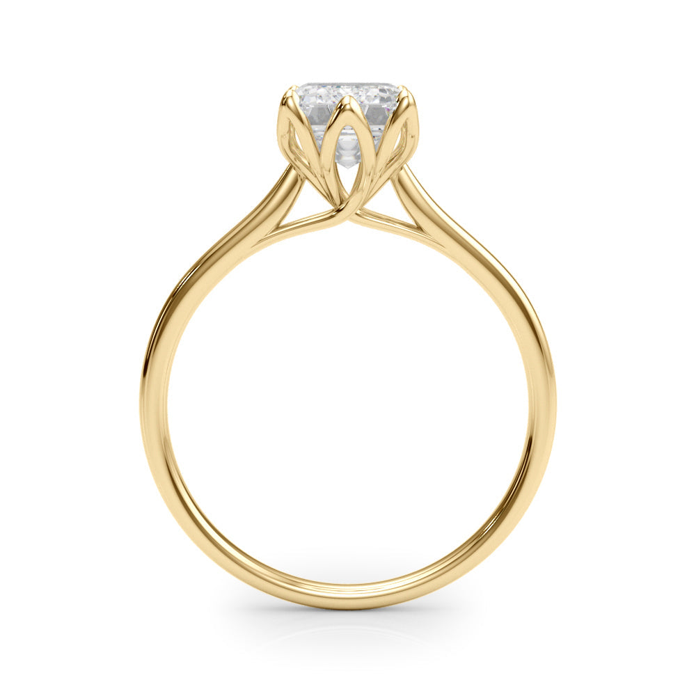 Pristine Solitaire Cut Emerald Diamond Engagement Ring in 10K/14K gold and platinum with certified lab-grown or natural diamonds