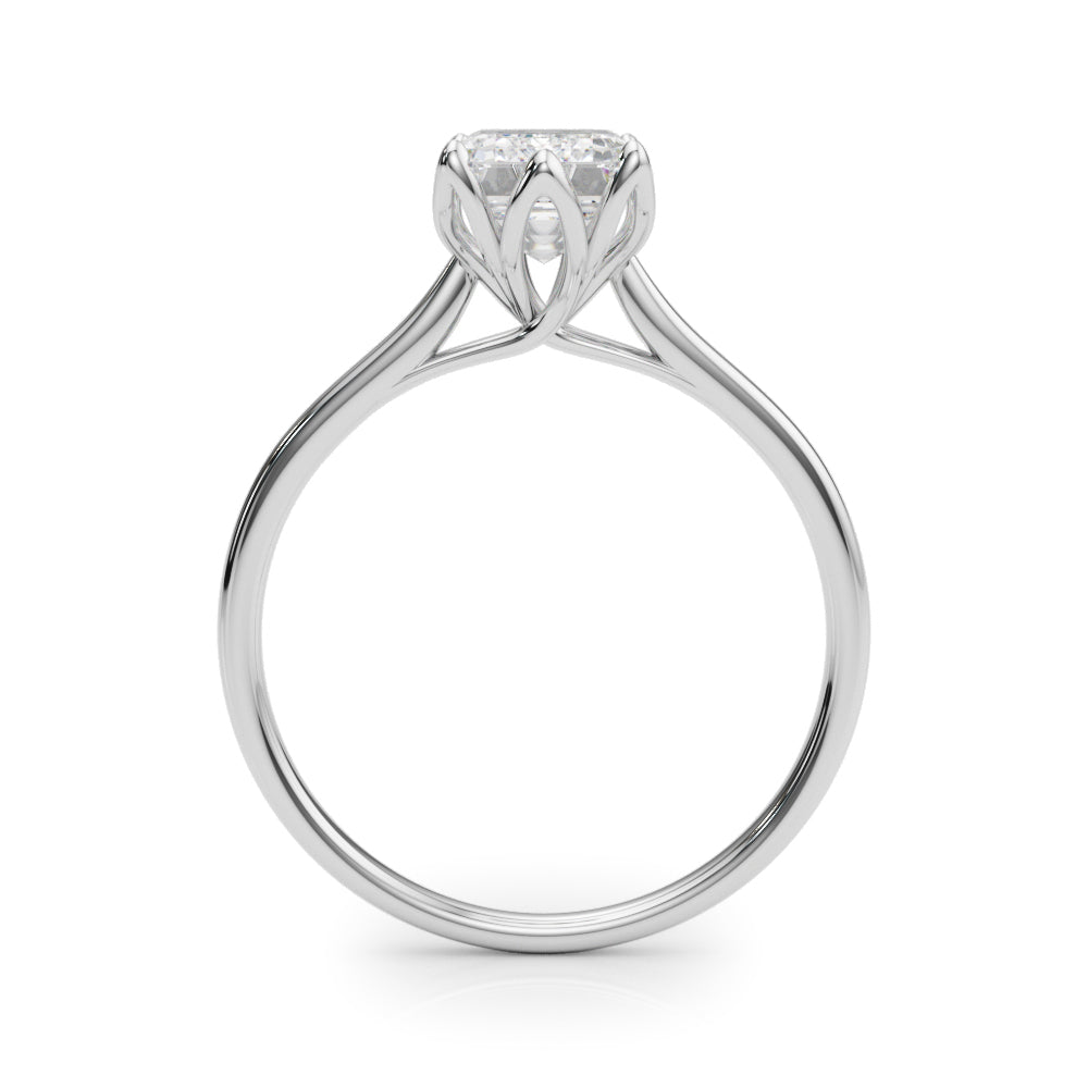 Pristine Solitaire Cut Emerald Diamond Engagement Ring in 10K/14K gold and platinum with certified lab-grown or natural diamonds