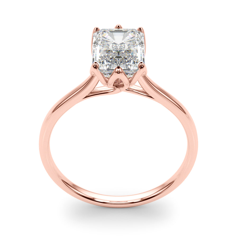 Pristine Solitaire Cut Emerald Diamond Engagement Ring in 10K/14K gold and platinum with certified lab-grown or natural diamonds