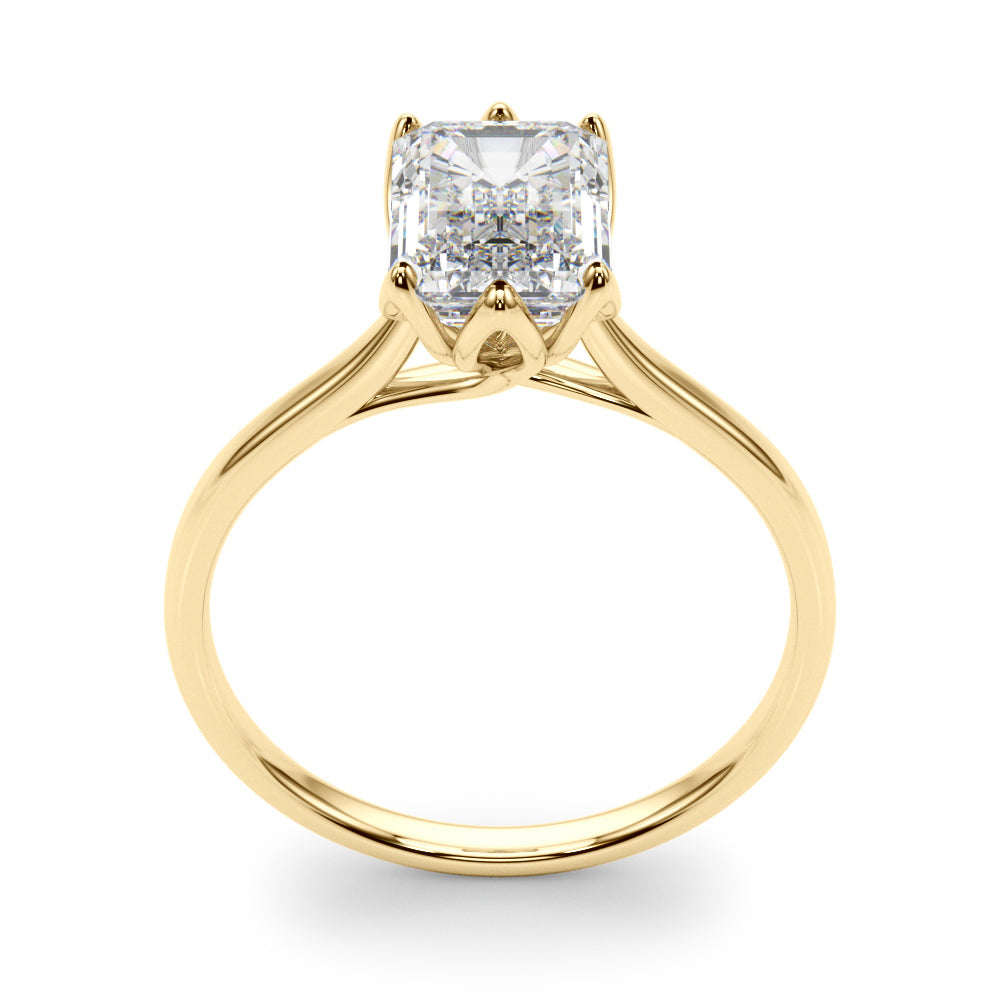 Pristine Solitaire Cut Emerald Diamond Engagement Ring in 10K/14K gold and platinum with certified lab-grown or natural diamonds