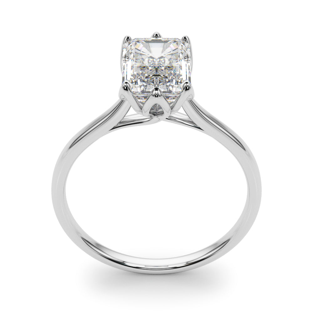 Pristine Solitaire Cut Emerald Diamond Engagement Ring in 10K/14K gold and platinum with certified lab-grown or natural diamonds