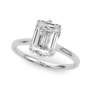 Pristine Solitaire Cut Emerald Diamond Engagement Ring in 10K/14K gold and platinum with certified lab-grown or natural diamonds