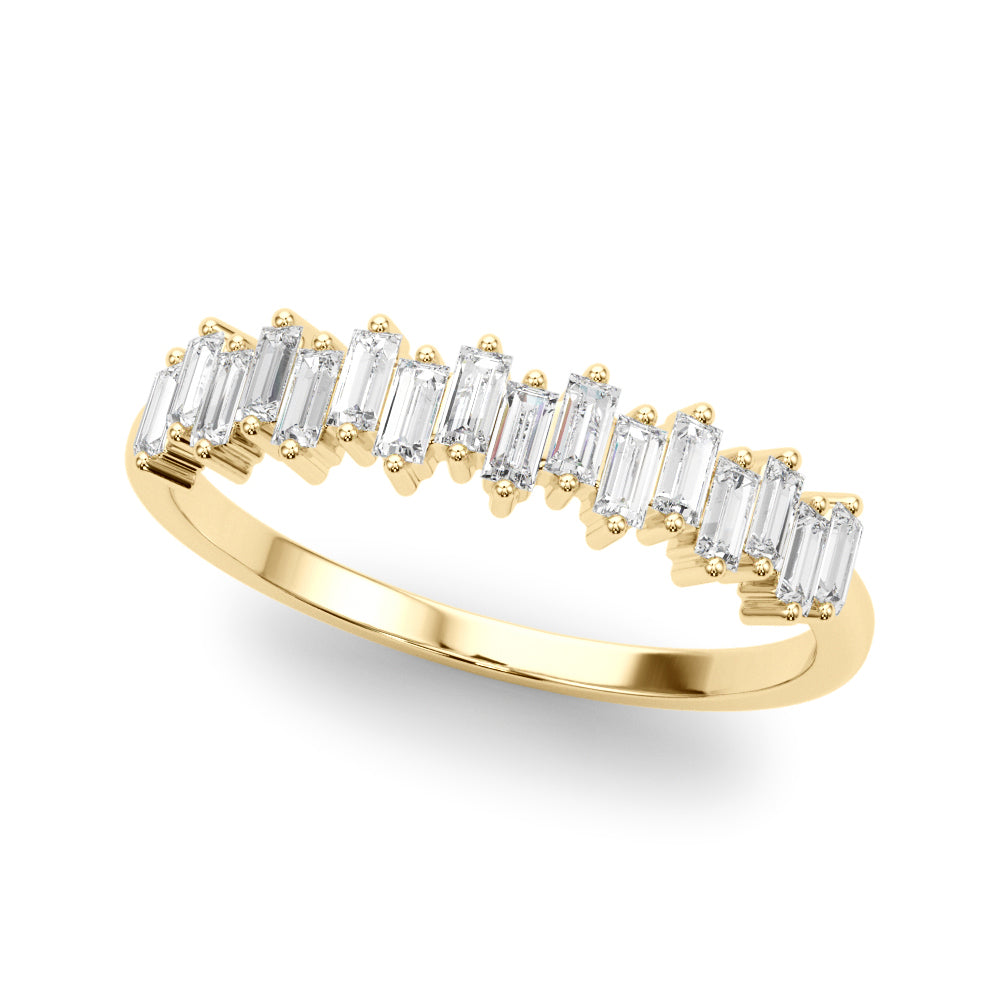Fancy Baguette Stackable Half Eternity Ring in 10K/14K gold and platinum with certified lab-grown or natural diamonds