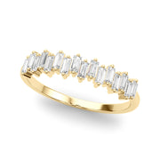 Fancy Baguette Stackable Half Eternity Ring in 10K/14K gold and platinum with certified lab-grown or natural diamonds