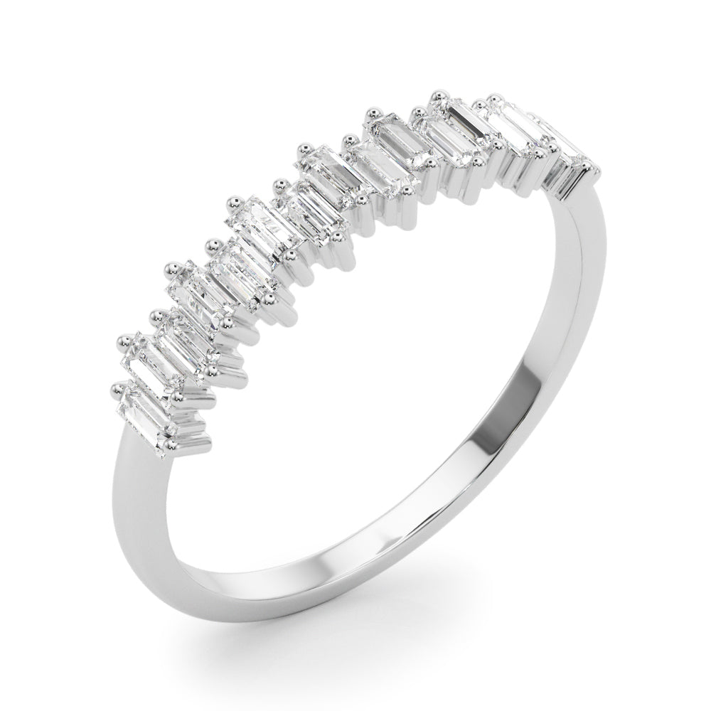 Fancy Baguette Stackable Half Eternity Ring in Gold & Platinum
