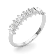 Fancy Baguette Stackable Half Eternity Ring in Gold & Platinum