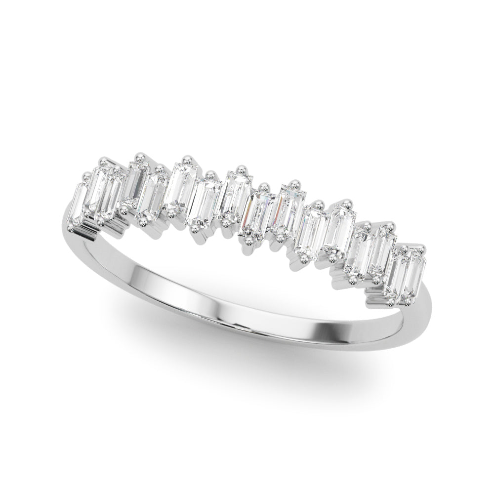 Fancy Baguette Stackable Half Eternity Ring in Gold & Platinum