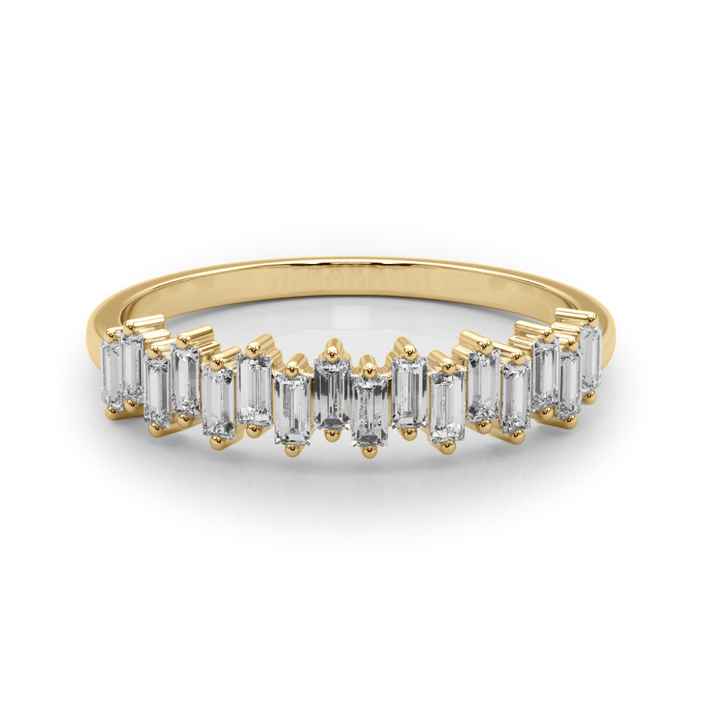 Fancy Baguette Stackable Half Eternity Ring in Gold & Platinum