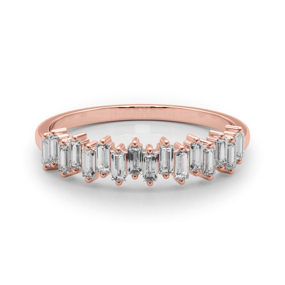 Fancy Baguette Stackable Half Eternity Ring in Gold & Platinum
