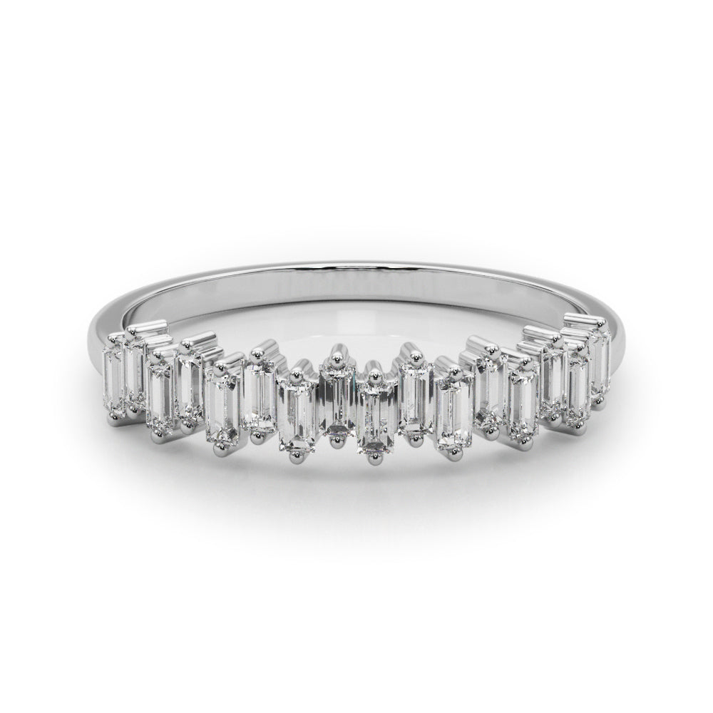 Fancy Baguette Stackable Half Eternity Ring in Gold & Platinum