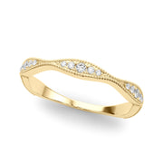 Vintage Inspired Milgrain Half Eternity Ring in 10K/14K gold and platinum with certified lab-grown or natural diamonds