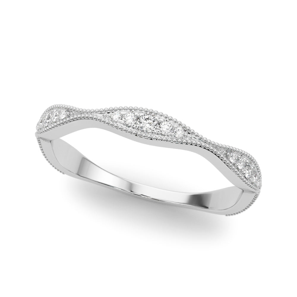 Vintage Inspired Milgrain Half Eternity Ring in Gold & Platinum