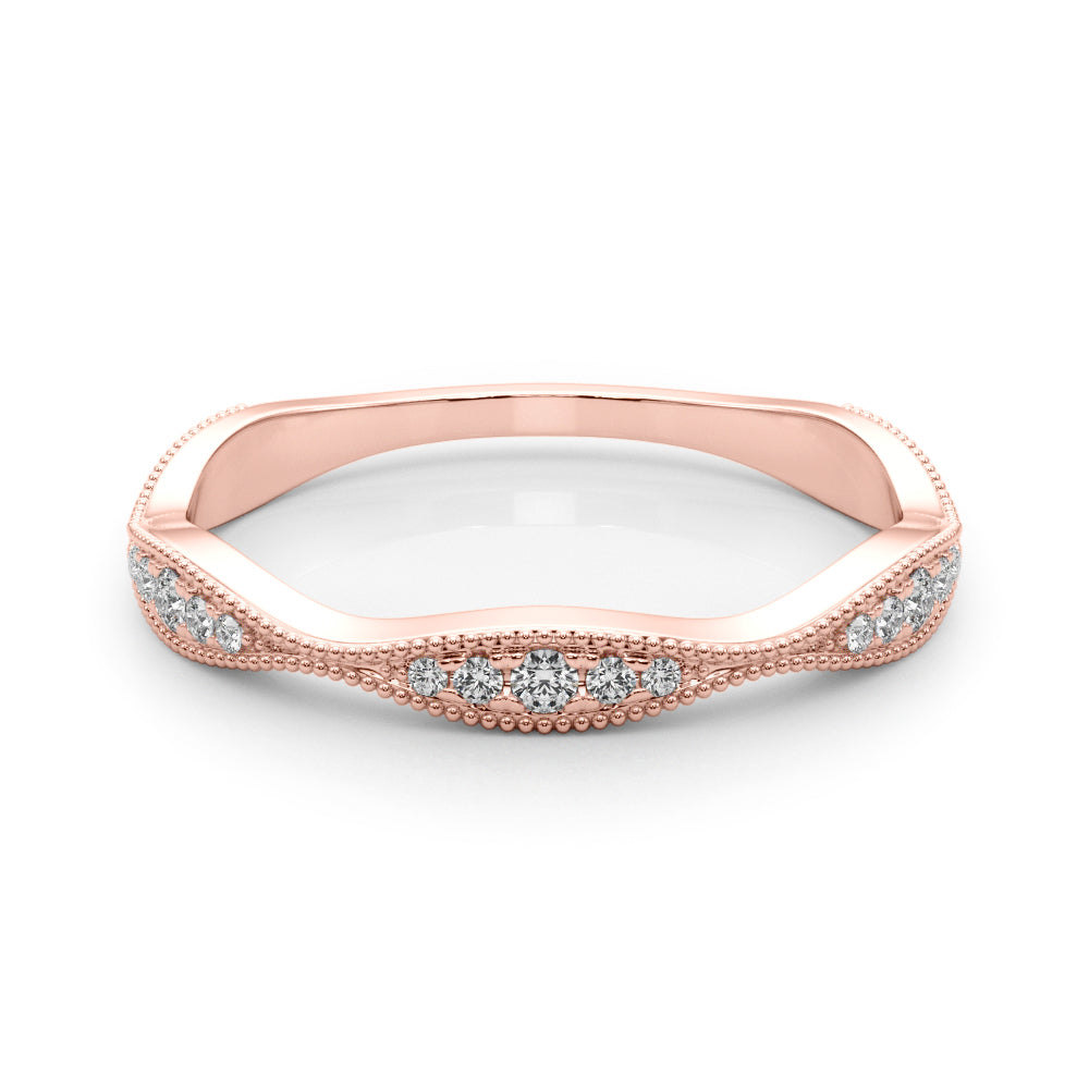 Vintage Inspired Milgrain Half Eternity Ring in Gold & Platinum