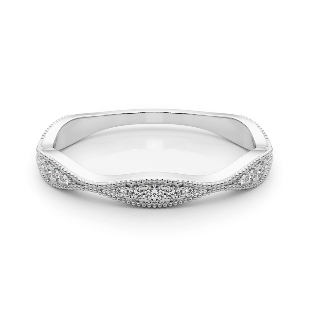 Vintage Inspired Milgrain Half Eternity Ring in Gold & Platinum
