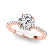 Exquisite Sidestone Round Diamond Engagement Ring in 10K/14K gold and platinum with certified lab-grown or natural diamonds