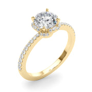 Exquisite Sidestone Round Diamond Engagement Ring in 10K/14K gold and platinum with certified lab-grown or natural diamonds