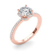 Exquisite Sidestone Round Diamond Engagement Ring in 10K/14K gold and platinum with certified lab-grown or natural diamonds