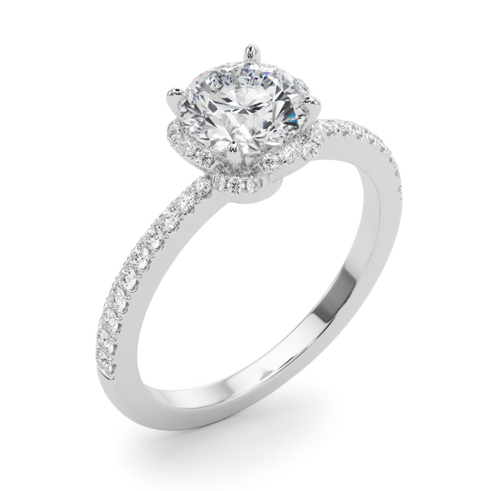 Exquisite Sidestone Round Diamond Engagement Ring in 10K/14K gold and platinum with certified lab-grown or natural diamonds