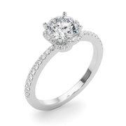Exquisite Sidestone Round Diamond Engagement Ring in 10K/14K gold and platinum with certified lab-grown or natural diamonds