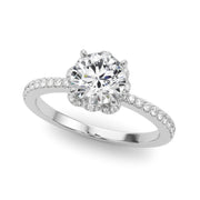 Exquisite Sidestone Round Diamond Engagement Ring in 10K/14K gold and platinum with certified lab-grown or natural diamonds