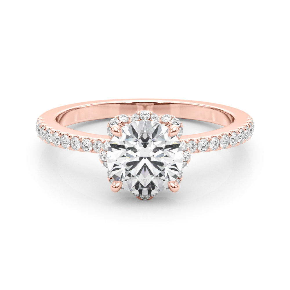 Exquisite Sidestone Round Diamond Engagement Ring in 10K/14K gold and platinum with certified lab-grown or natural diamonds