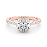 Exquisite Sidestone Round Diamond Engagement Ring in 10K/14K gold and platinum with certified lab-grown or natural diamonds