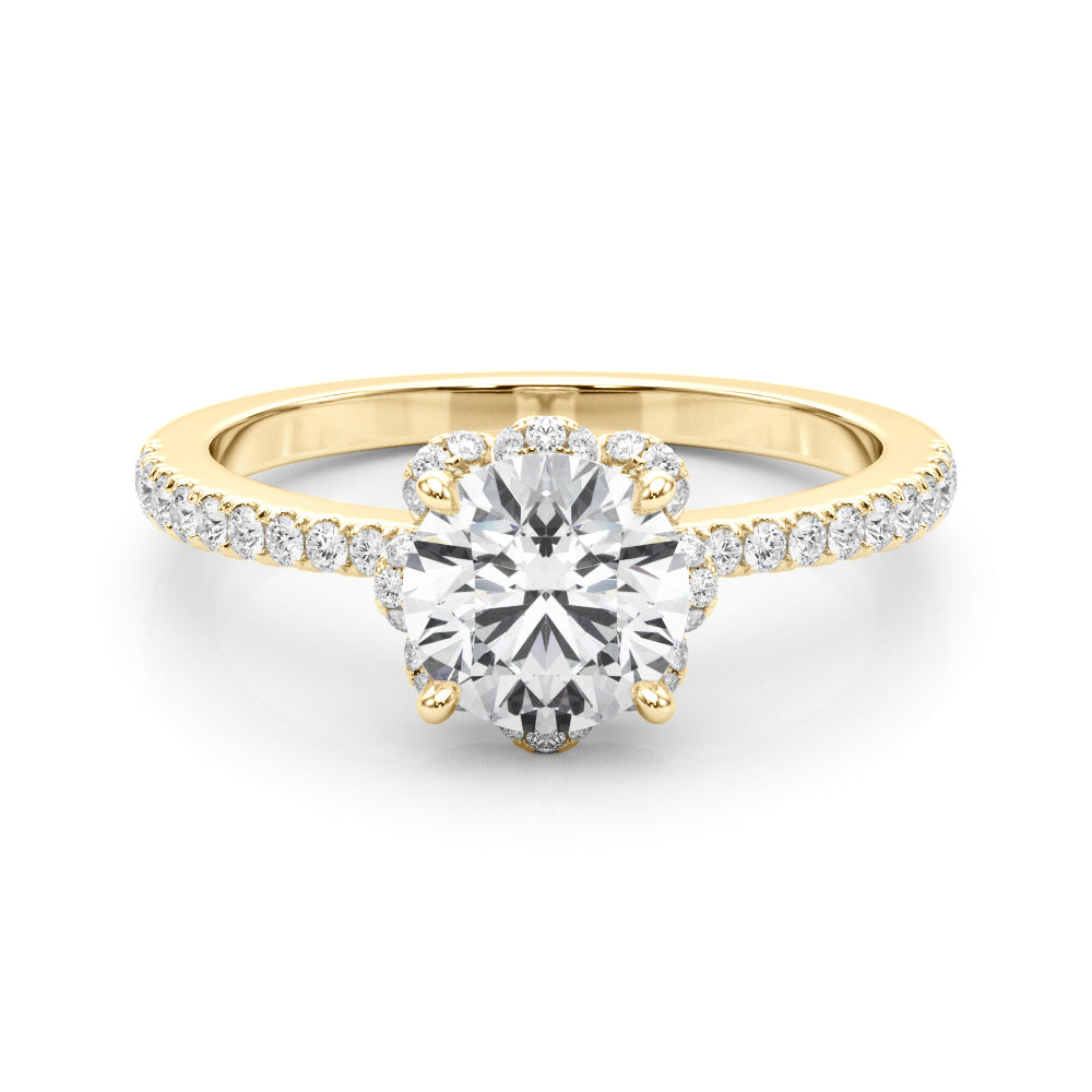 Exquisite Sidestone Round Diamond Engagement Ring in 10K/14K gold and platinum with certified lab-grown or natural diamonds
