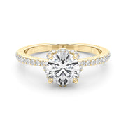 Exquisite Sidestone Round Diamond Engagement Ring in 10K/14K gold and platinum with certified lab-grown or natural diamonds