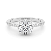 Exquisite Sidestone Round Diamond Engagement Ring in 10K/14K gold and platinum with certified lab-grown or natural diamonds