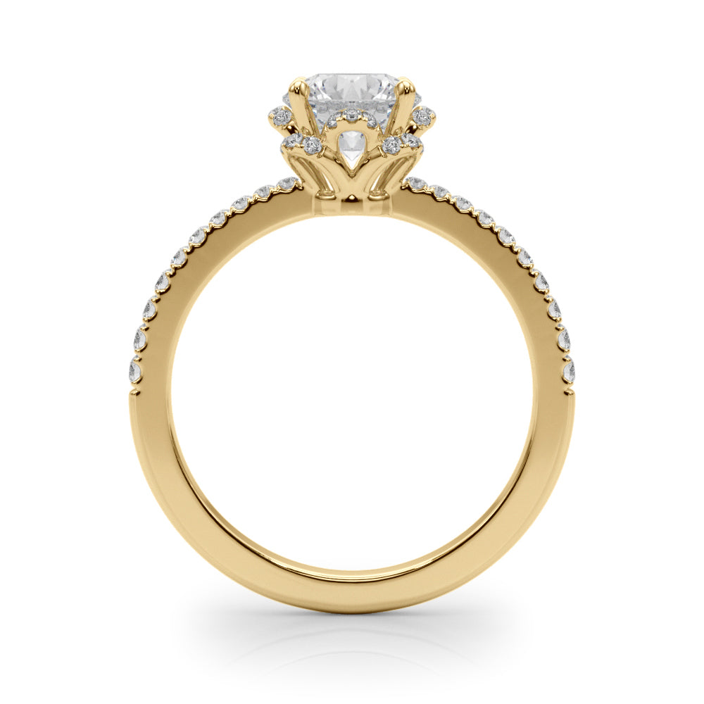 Exquisite Sidestone Round Diamond Engagement Ring in 10K/14K gold and platinum with certified lab-grown or natural diamonds