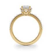 Exquisite Sidestone Round Diamond Engagement Ring in 10K/14K gold and platinum with certified lab-grown or natural diamonds