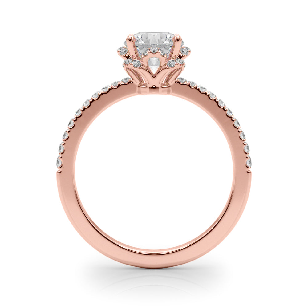 Exquisite Sidestone Round Diamond Engagement Ring in 10K/14K gold and platinum with certified lab-grown or natural diamonds