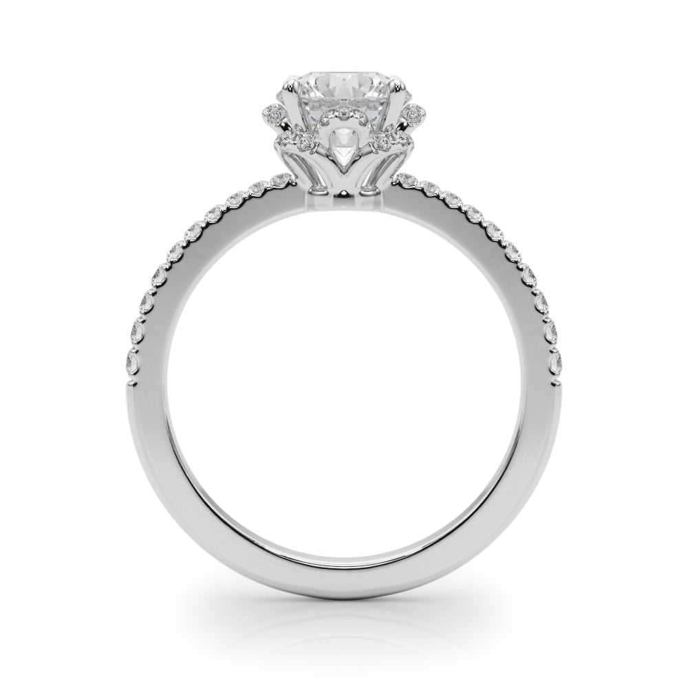 Exquisite Sidestone Round Diamond Engagement Ring in 10K/14K gold and platinum with certified lab-grown or natural diamonds